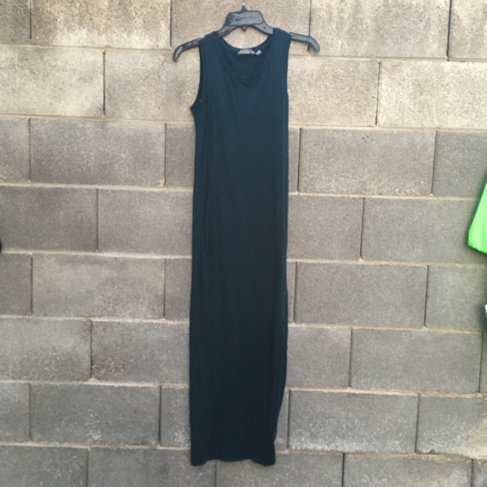 Athleta Gaia Layered Maxi Dress Heather Blue  XXS Lounge Side Slit Sleeveless